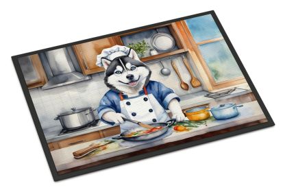 NEW Siberian Husky The Chef Doormat Front Door Mat Indoor Outdoor Rugs for Entryway, Non Slip Washable Low Pile, 18H X 27W