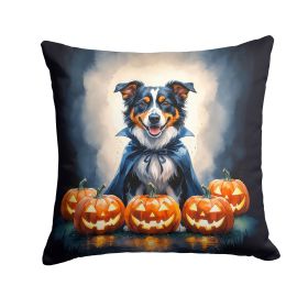 Australian Shepherd Puppy Halloween Throw Pillow Machine Washable, Indoor Outdoor Decorative Pillow for Couch, Bed or Patio, 14Hx14W