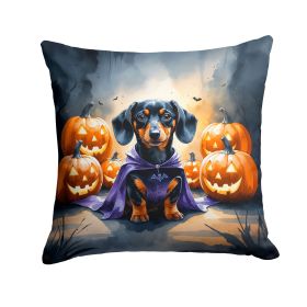 Dachshund Puppy Halloween Throw Pillow Machine Washable, Indoor Outdoor Decorative Pillow for Couch, Bed or Patio, 18Hx18W