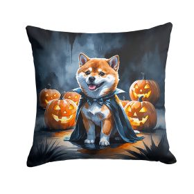 Shiba Inu Puppy Halloween Throw Pillow Machine Washable, Indoor Outdoor Decorative Pillow for Couch, Bed or Patio, 14Hx14W