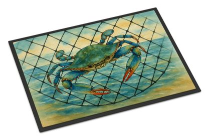 Crab in the net Doormat Front Door Mat Indoor Outdoor Rugs for Entryway, Non Slip Washable Low Pile, 18H X 27W