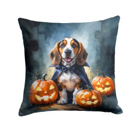Basset Hound Puppy Halloween Throw Pillow Machine Washable, Indoor Outdoor Decorative Pillow for Couch, Bed or Patio, 14Hx14W