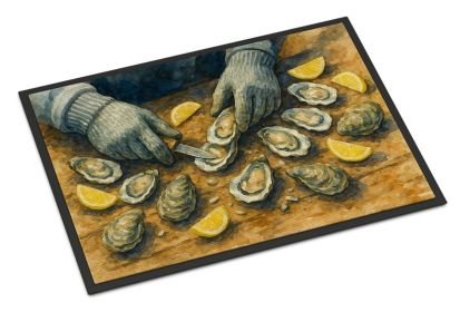 Shucking Oysters Doormat Front Door Mat Indoor Outdoor Rugs for Entryway, Non Slip Washable Low Pile, 18H X 27W