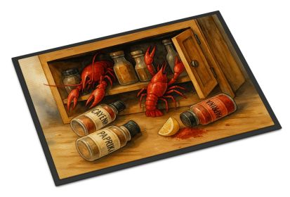 Crawfish and Spice Rack Doormat Front Door Mat Indoor Outdoor Rugs for Entryway, Non Slip Washable Low Pile, 18H X 27W