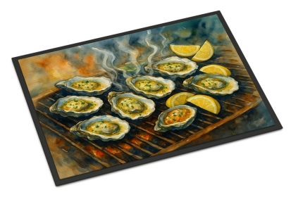 Oysters on the Grill Doormat Front Door Mat Indoor Outdoor Rugs for Entryway, Non Slip Washable Low Pile, 18H X 27W