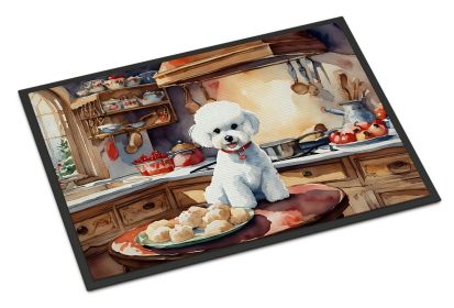 NEW Bichon Frise Christmas Cookies Doormat Front Door Mat Indoor Outdoor Rugs for Entryway, Non Slip Washable Low Pile, 18H X 27W (Default: Default)