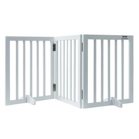 VEVOR Free Standing Dog Gate, 24" H x 60" W Freestanding Pet Gate, 3 Panels Foldable Dog Gate for Wide and Narrow Passageways (Width: 60 inch, Function: Foldable)
