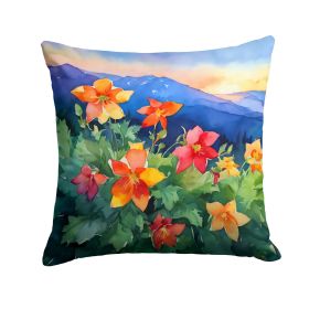 Colorado Rocky Mountain Columbine in Watercolor Throw Pillow Machine Washable, Indoor Outdoor Decorative Pillow for Couch, Bed or Patio, 14Hx14W (Default: Default)